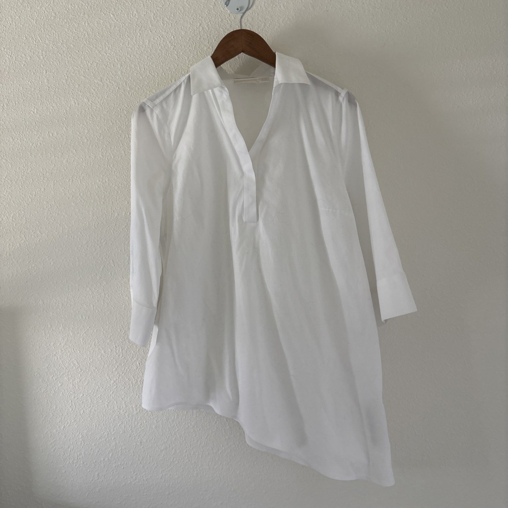 Chicos Women's White Tunic Shirt Asymmetrical White Size 1 Classic Minimalist